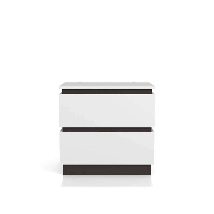 Bedroom Furniture * | Summit Run 2-Drawer White And Metallic Gray Nightstand (21.25 In. H X 22.88 In. W X 15.38 In. D) By Furniture Of America