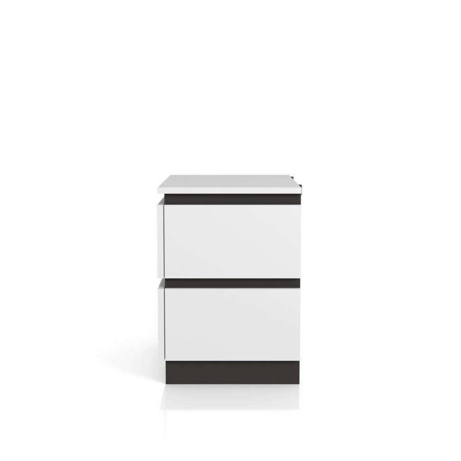 Bedroom Furniture * | Summit Run 2-Drawer White And Metallic Gray Nightstand (21.25 In. H X 22.88 In. W X 15.38 In. D) By Furniture Of America