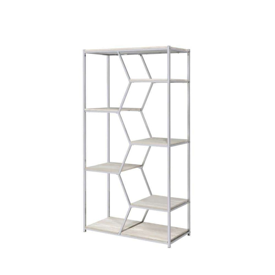 Home Office Furniture * | 72 In. Chrome Metal 7-Shelf Etagere Bookcase With Open Back By Furniture Of America