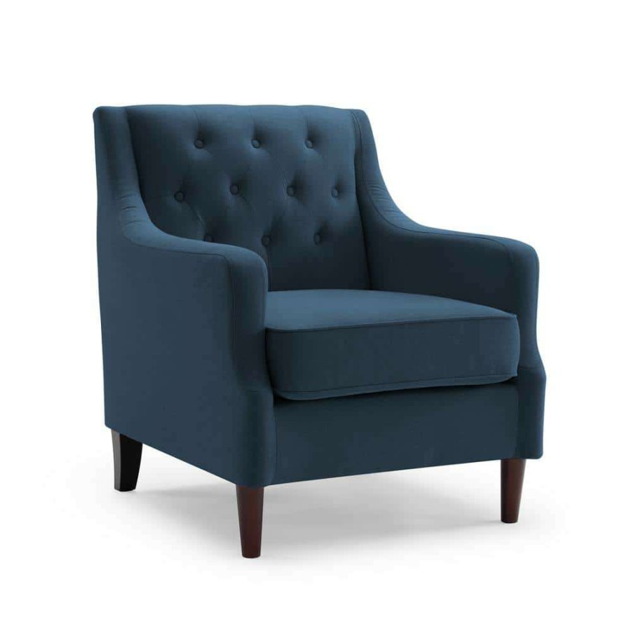 Living Room Furniture * | Joelle Blue Linen Tufted Club Chair By Furniture Of America