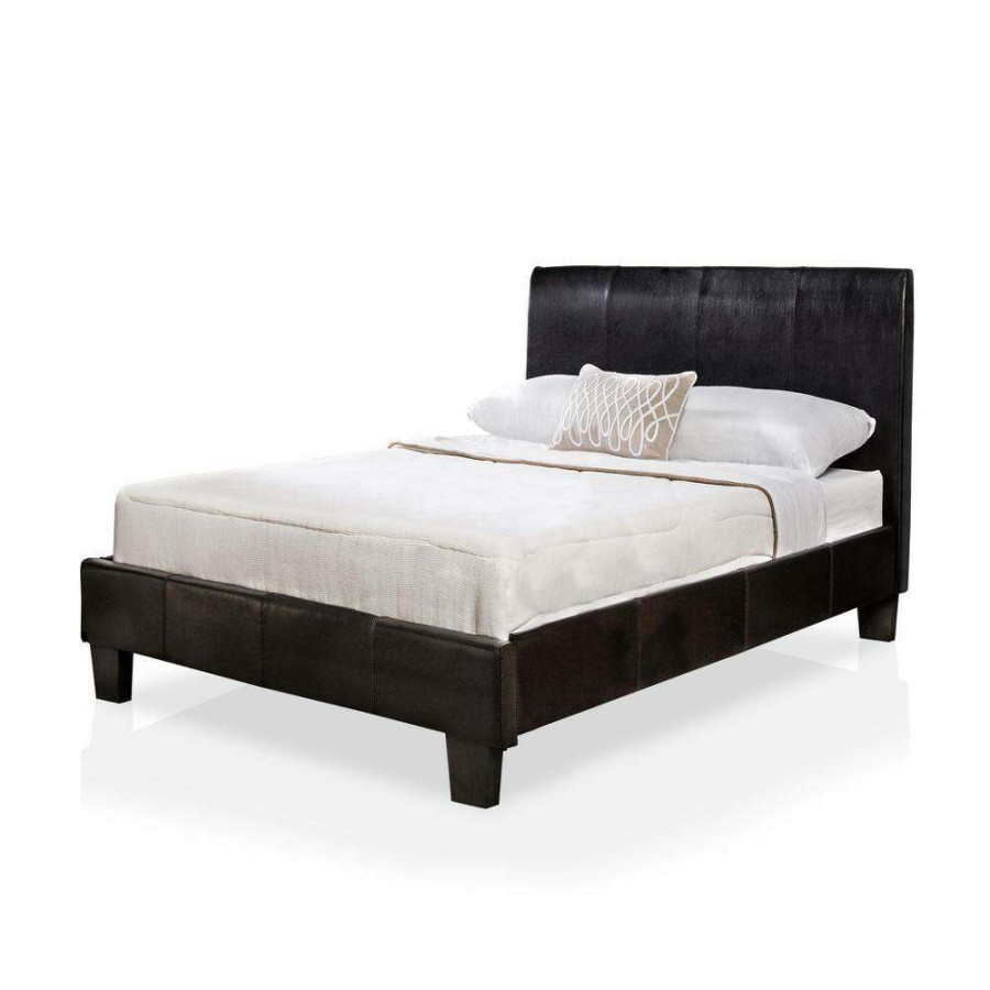 Bedroom Furniture * | Jurissa 42 In. W Brown Twin Wood Frame Upholstered Platform Bed By Furniture Of America