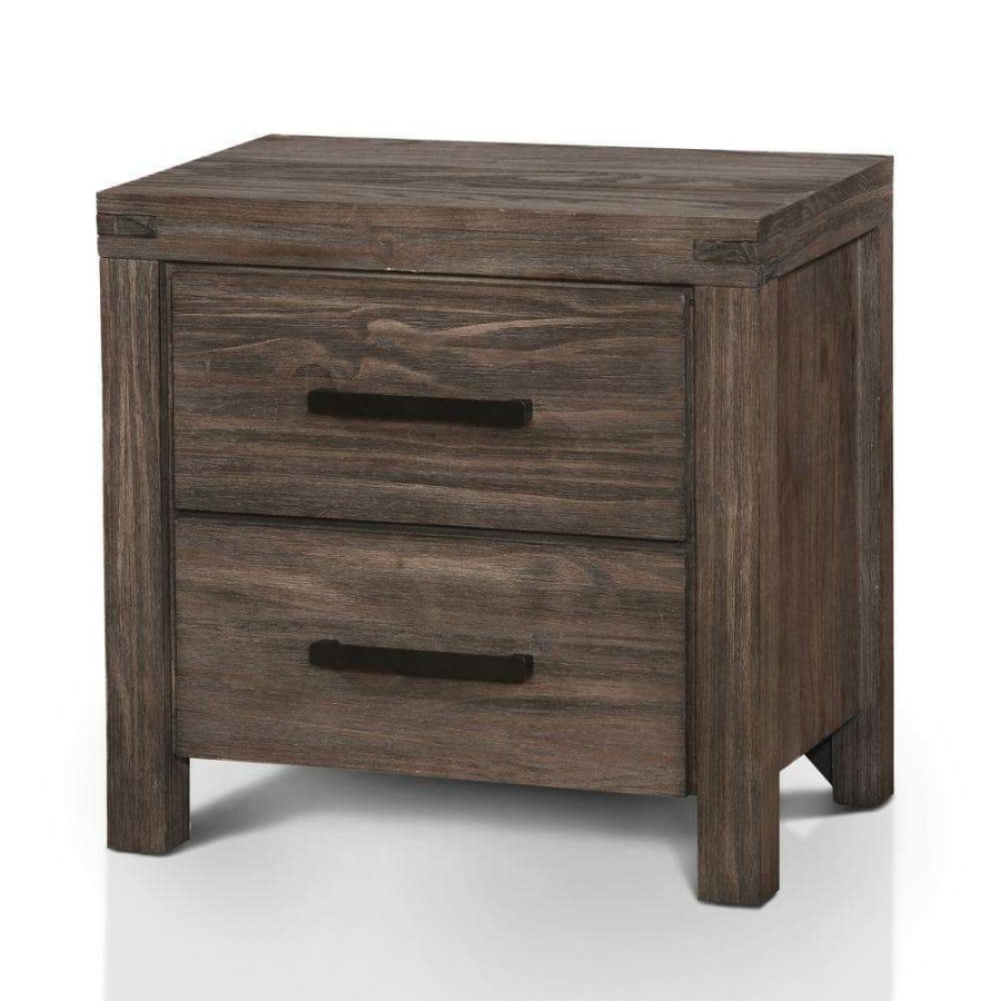 Bedroom Furniture * | Bungalow 2-Drawer Wire-Brushed Rustic Brown Nightstand By Furniture Of America