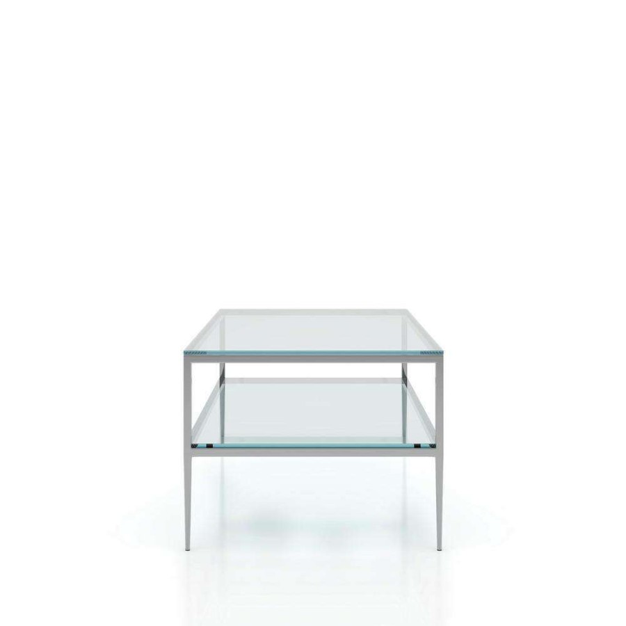 Living Room Furniture * | Harlyenne 48 In. Clear And Silver Rectangle Glass Coffee Table By Furniture Of America