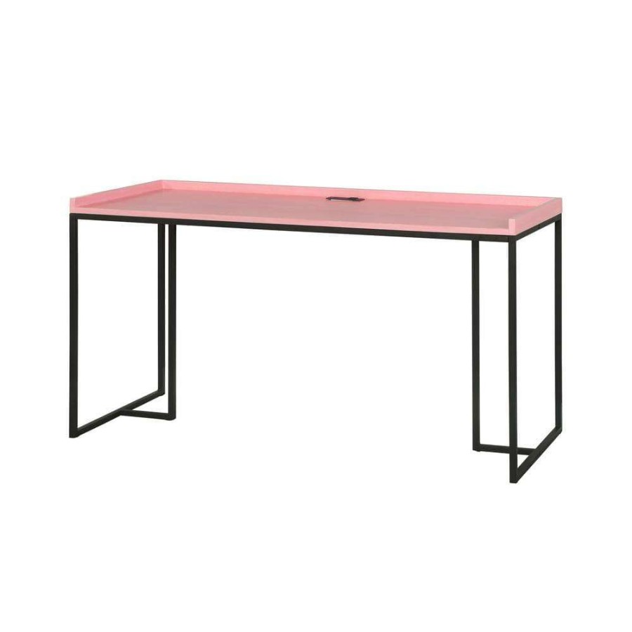 Home Office Furniture * | Carcanna 59 In. Rectangular Pink Computer Desk With Usb Port By Furniture Of America