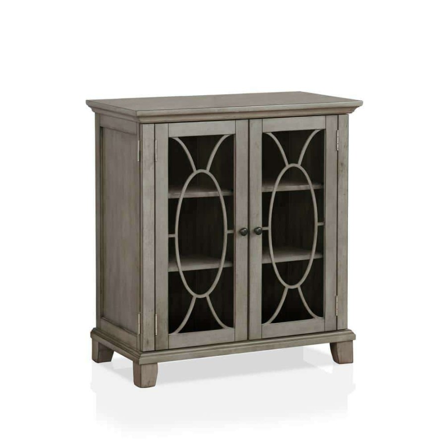 Home Office Furniture * | Trayer Gray Accent Cabinet With 3-Shelf By Furniture Of America