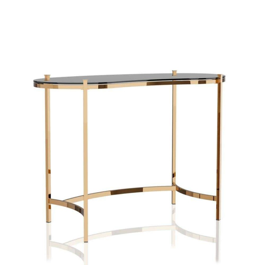 Home Office Furniture * | Dekka 43.88 In. Gold Glass Top Writing Desk By Furniture Of America