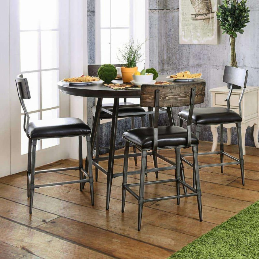 Kitchen & Dining Room Furniture * | Stubben 45 In. Round Weathered Gray Counter Dining Table By Furniture Of America