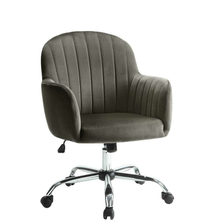 Home Office Furniture * | Madery Contemporary Brown Velvet Office Chair By Furniture Of America