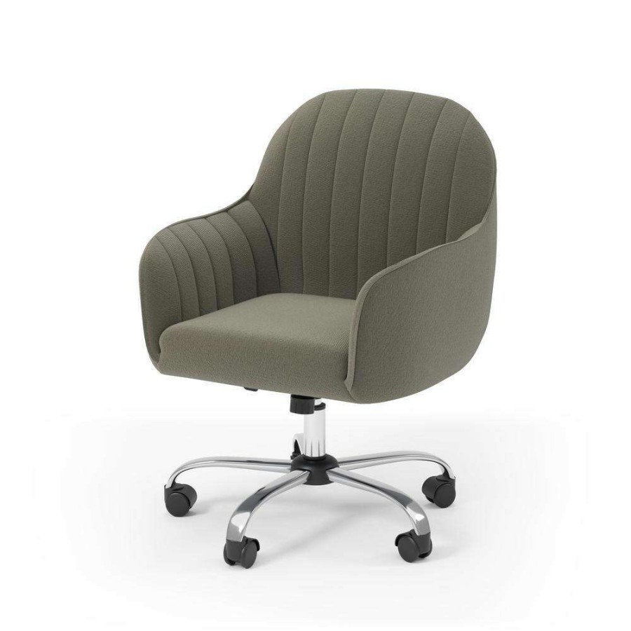 Home Office Furniture * | Madery Contemporary Brown Velvet Office Chair By Furniture Of America