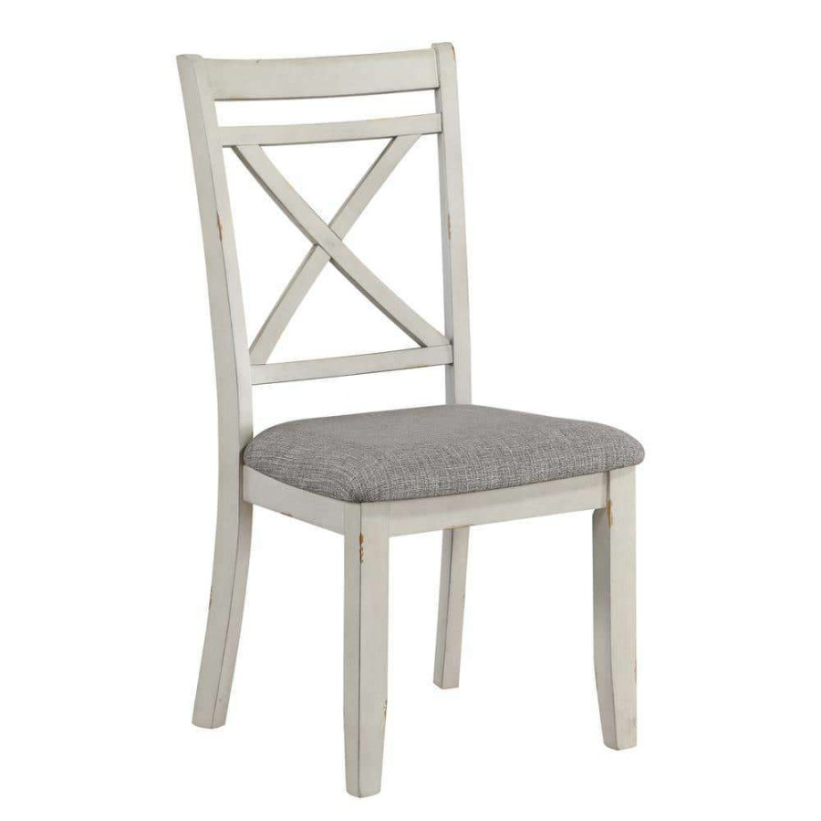 Kitchen & Dining Room Furniture * | Paramus Gray And Antique White Upholstered Side Chair (Set Of 2) By Furniture Of America