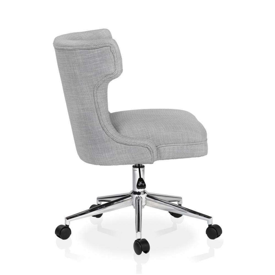 Home Office Furniture * | Briar Rose Light Gray Fabric Wingback Swivel Office Chair By Furniture Of America