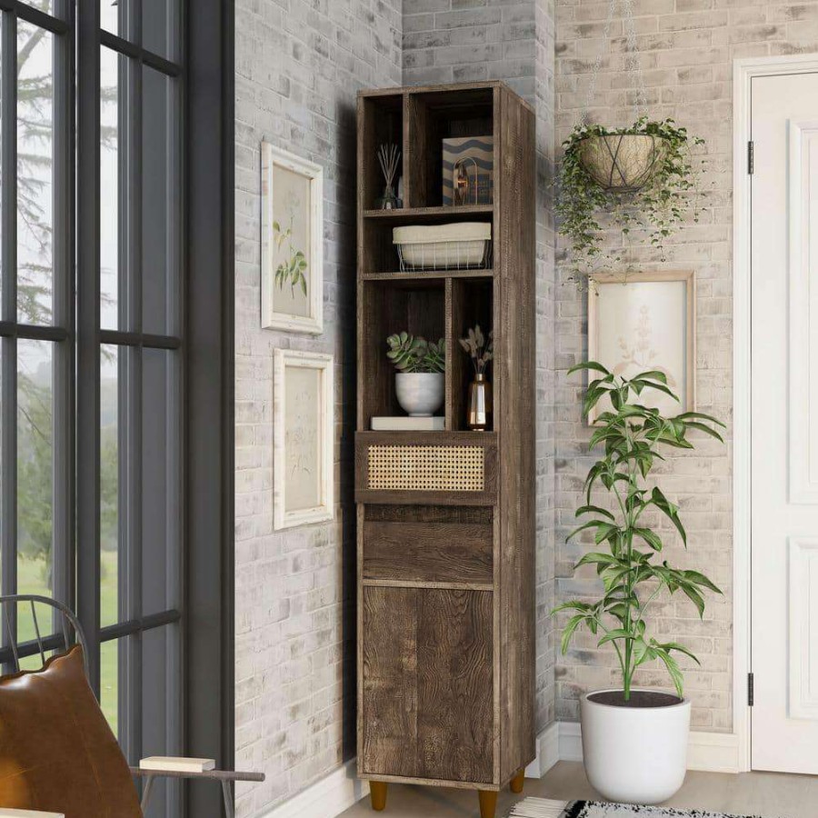 Living Room Furniture * | Burd Reclaimed Oak Storage Accent Cabinet By Furniture Of America