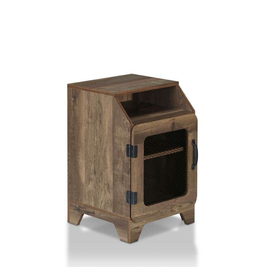 Living Room Furniture * | Oren Reclaimed Oak 3-Shelf End Table By Furniture Of America