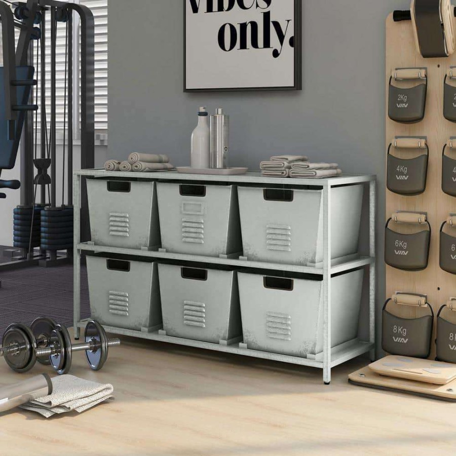 Home Office Furniture * | Becca White Organizer With 6-Storage Bins By Furniture Of America