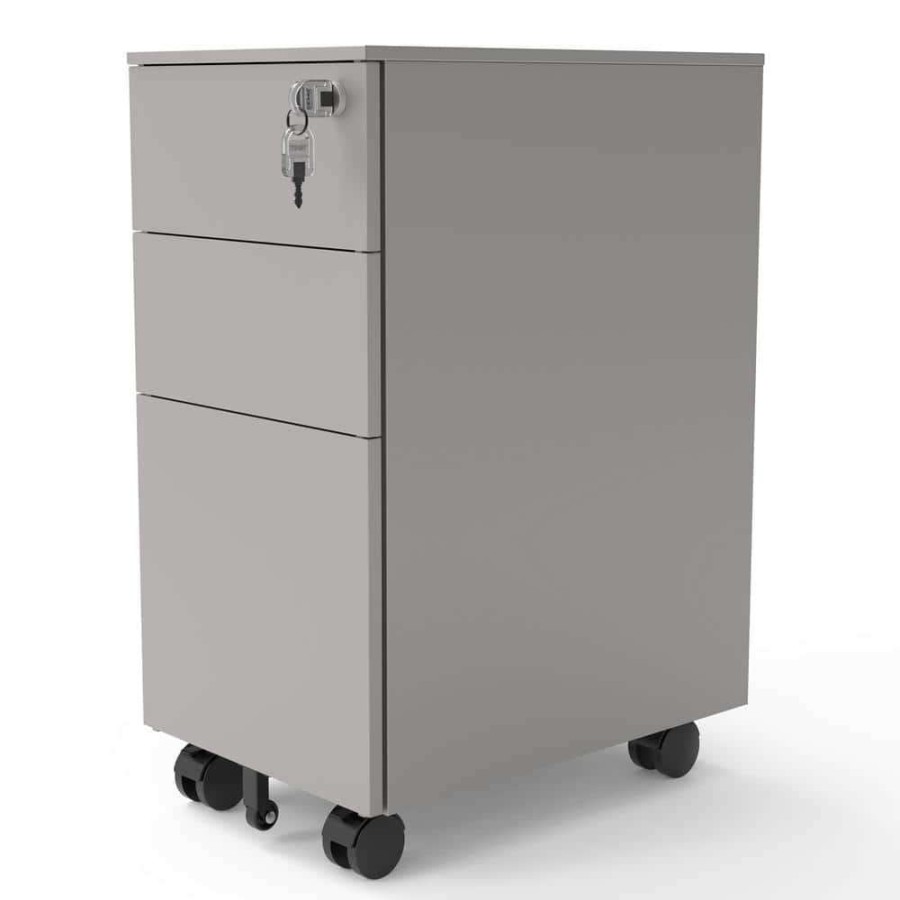 Home Office Furniture * | Loreto Silver Mobile File Cabinet With Locking Drawer By Furniture Of America