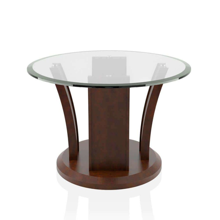 Living Room Furniture * | Ali 48 In. Brown Cherry Oval Glass Coffee Table By Furniture Of America