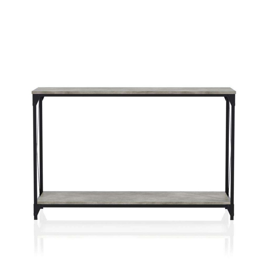 Living Room Furniture * | Elven 47.13 In. Black And Gray Rectangle Wood Top Console Table By Furniture Of America