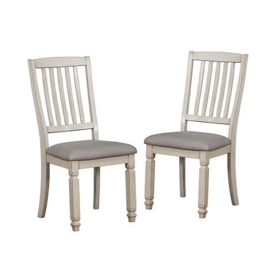 Kitchen & Dining Room Furniture * | Ely White Cushioned Dining Side Chair (Set Of 2) By Furniture Of America