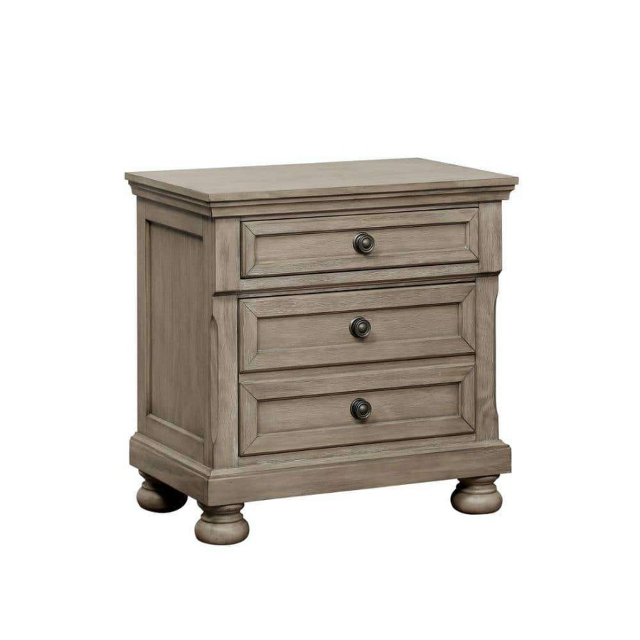 Bedroom Furniture * | Kapriella 3-Drawer Gray Nightstand By Furniture Of America