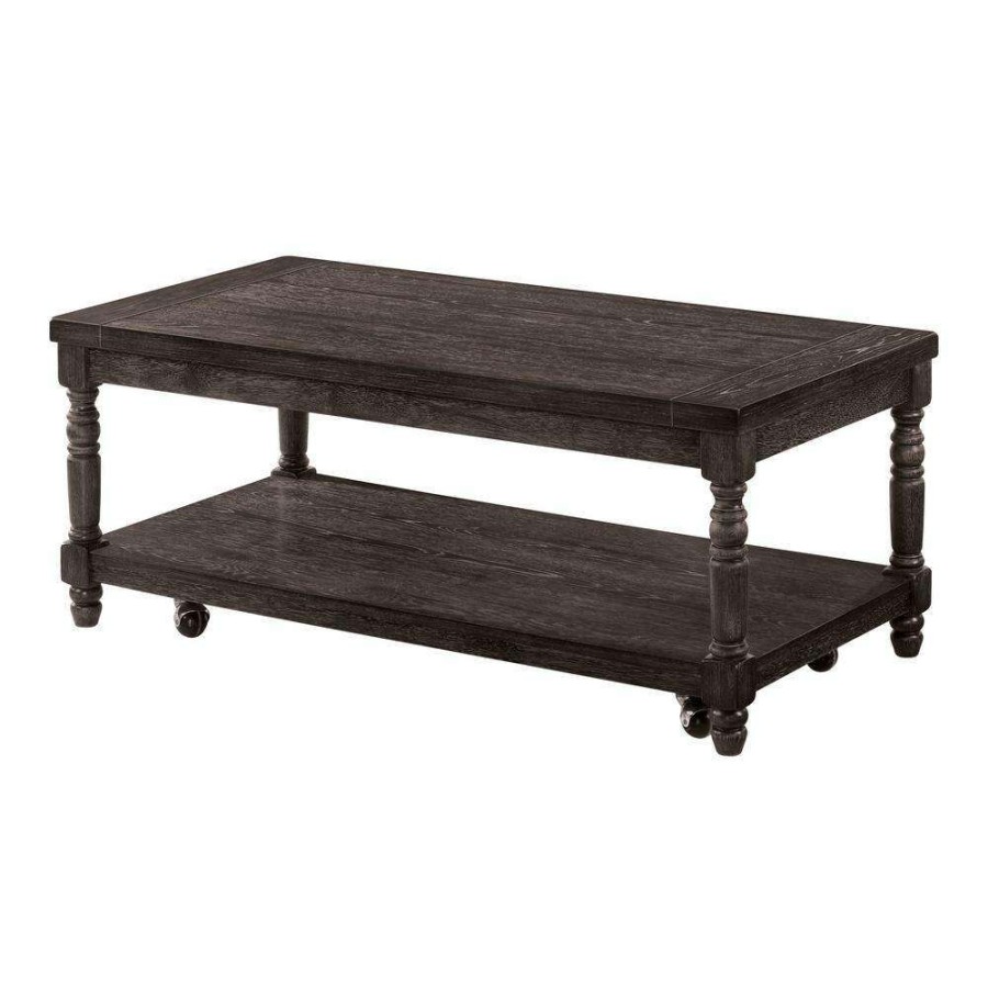 Living Room Furniture * | Polla 46 In. Weathered Gray Rectangle Wood Top 3-Piece Coffee Table Set By Furniture Of America