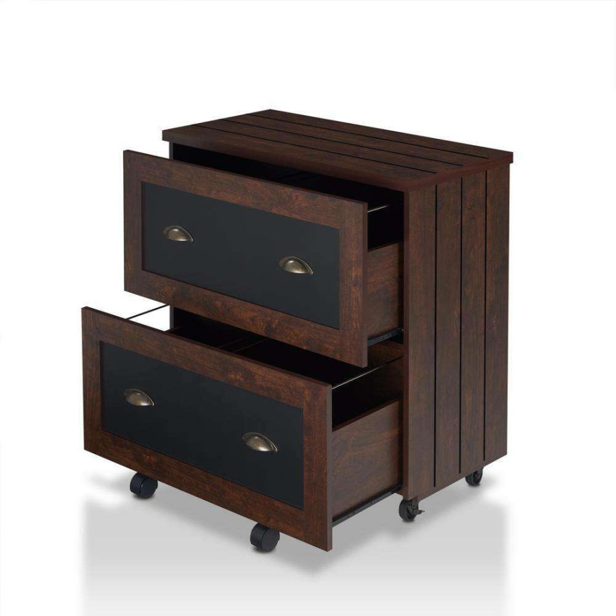 Home Office Furniture * | Gaula Vintage Walnut File Cabinet With Caster Wheels By Furniture Of America