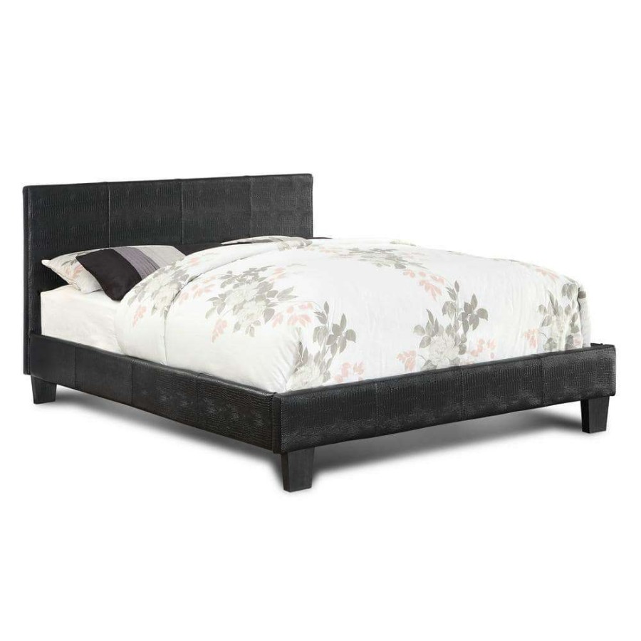 Bedroom Furniture * | Riegelwood 39.5 In. H Black Queen Wood Frame Platform Bed By Furniture Of America