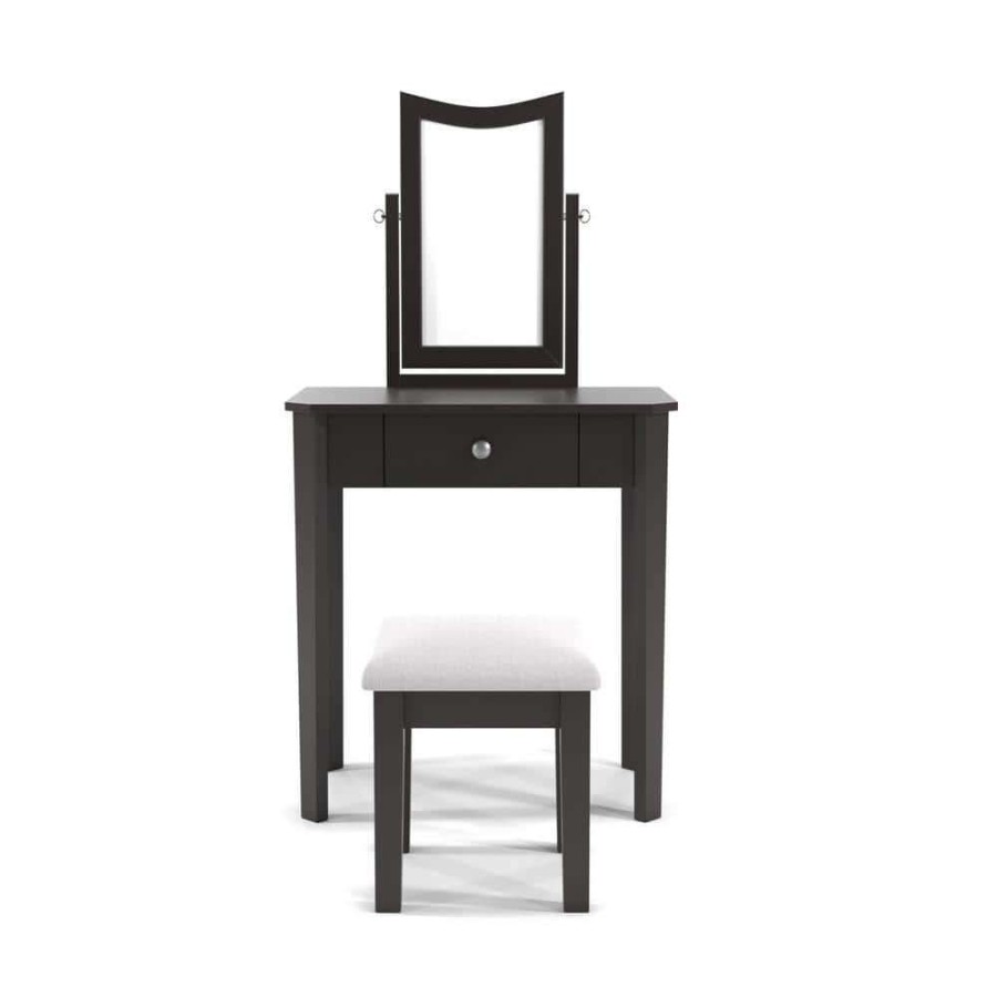 Bedroom Furniture * | Lucerne 2-Piece Black Vanity Set By Furniture Of America