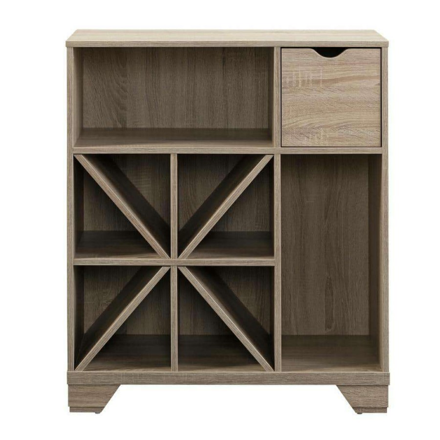 Kitchen & Dining Room Furniture * | Mesheim Light Oak Buffet With Wine Rack By Furniture Of America