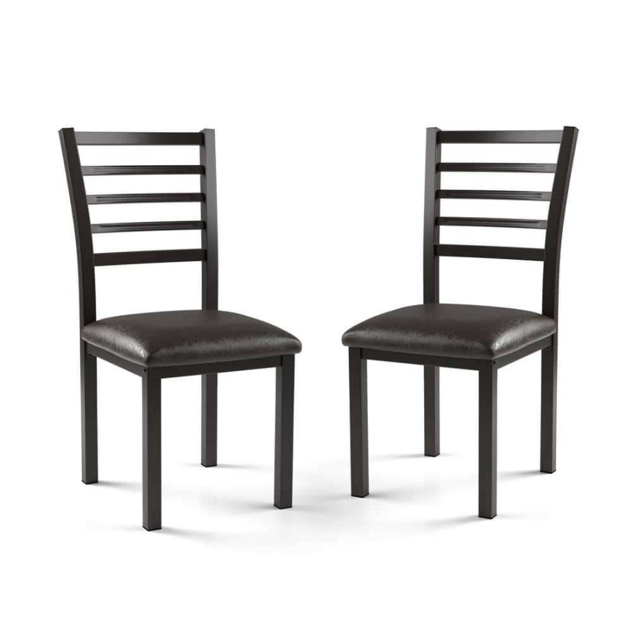 Kitchen & Dining Room Furniture * | Coiplin Black Faux Leather Padded Seat Dining Chair (Set Of 2) By Furniture Of America