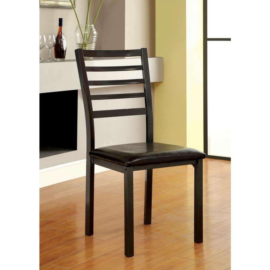 Kitchen & Dining Room Furniture * | Coiplin Black Faux Leather Padded Seat Dining Chair (Set Of 2) By Furniture Of America