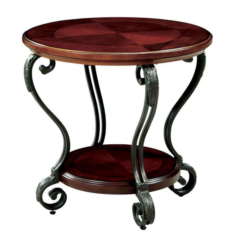 Living Room Furniture * | Lantis Brown Cherry End Table By Furniture Of America