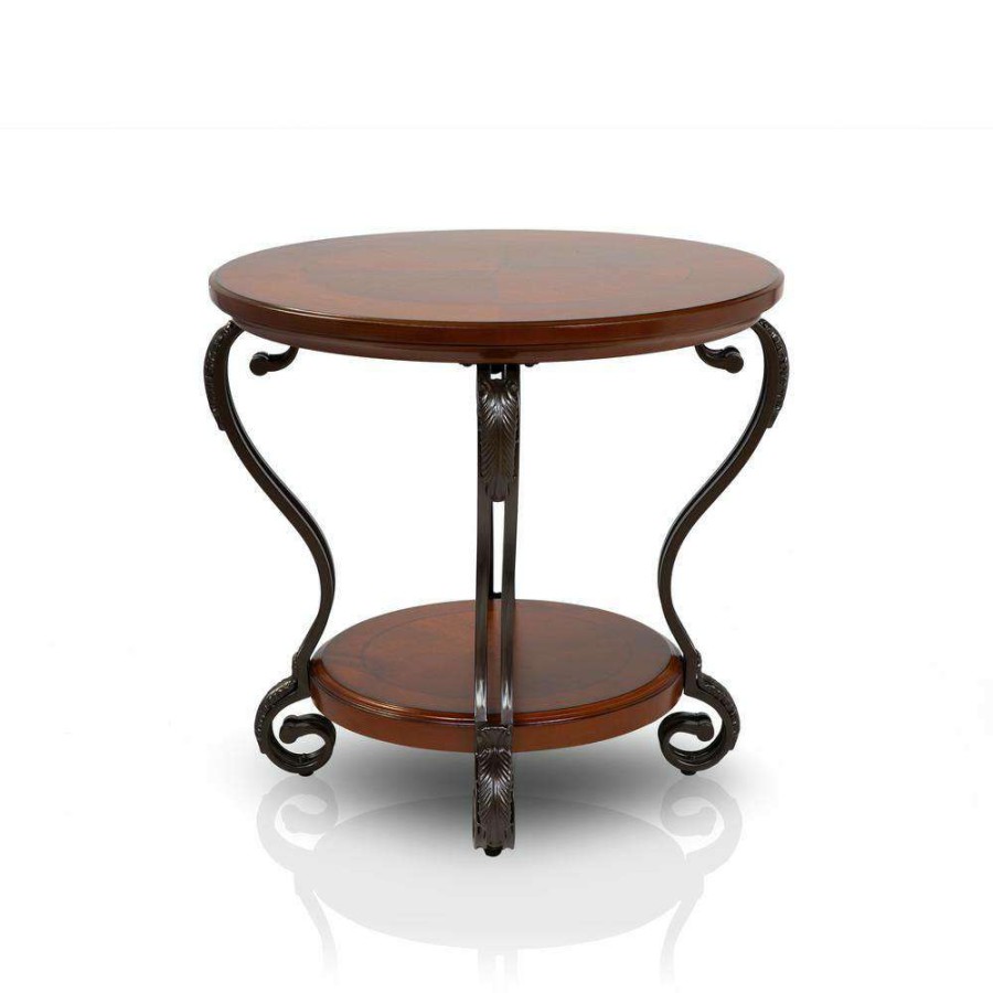 Living Room Furniture * | Lantis Brown Cherry End Table By Furniture Of America