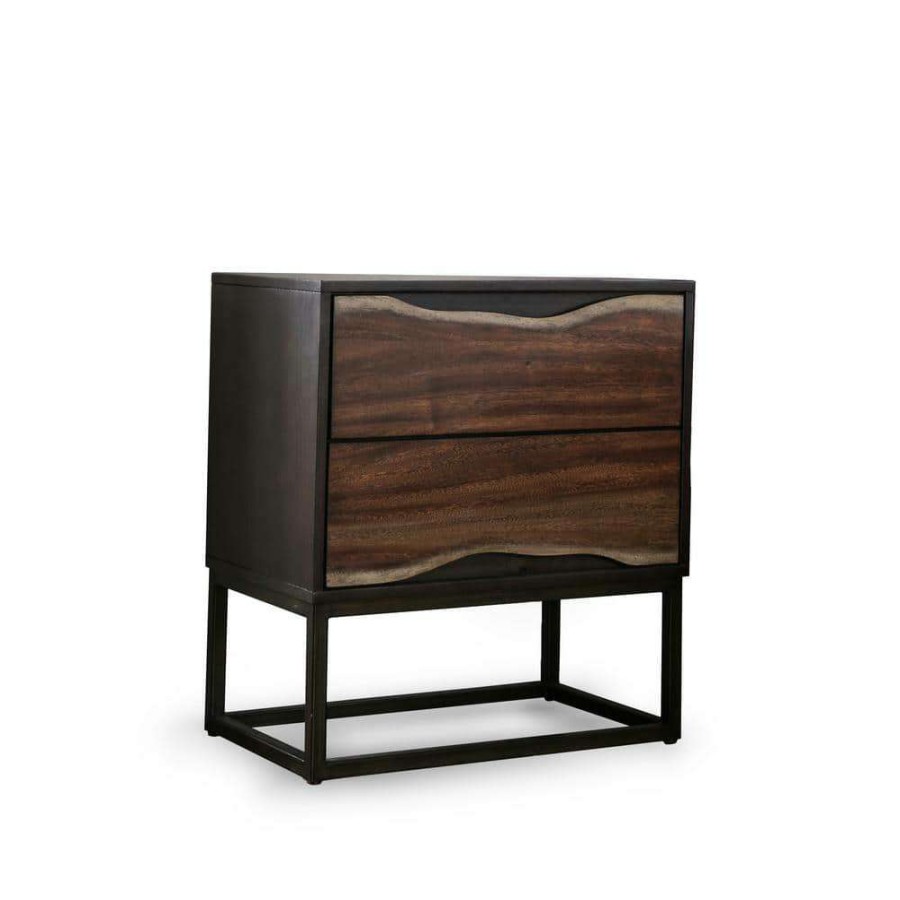 Bedroom Furniture * | Clark 2-Drawer Dark Oak, Dark Walnut Nightstand By Furniture Of America