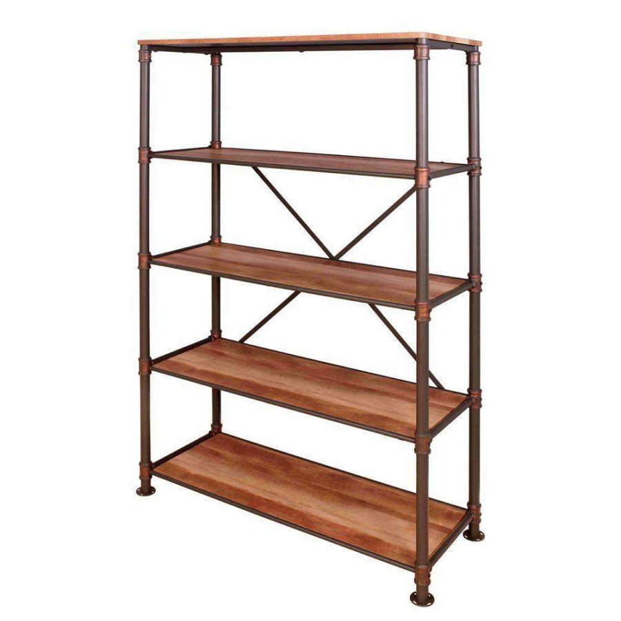 Home Office Furniture * | Kwok 70.63 In. Antique Black 5-Shelf Accent Bookcase By Furniture Of America