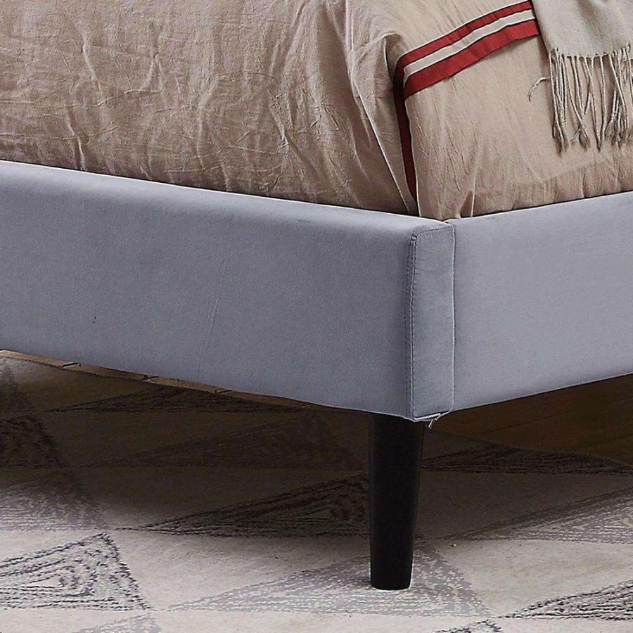 Bedroom Furniture * | Jukes Light Gray Queen Flannelette Upholstered Bed By Furniture Of America