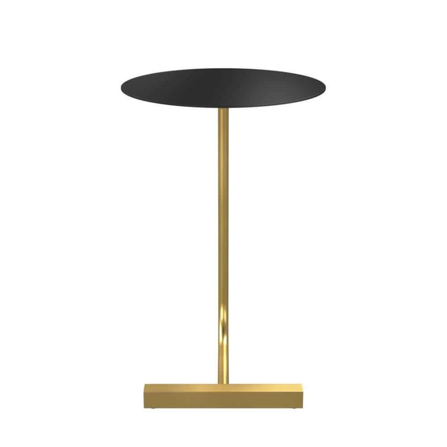 Living Room Furniture * | Daleford 17.75 In. Black And Gold Round Metal Top End Table By Furniture Of America