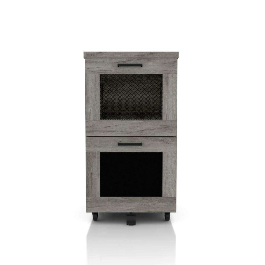 Home Office Furniture * | Kalamara Vintage Gray Oak File Cabinet With 2-Drawers By Furniture Of America