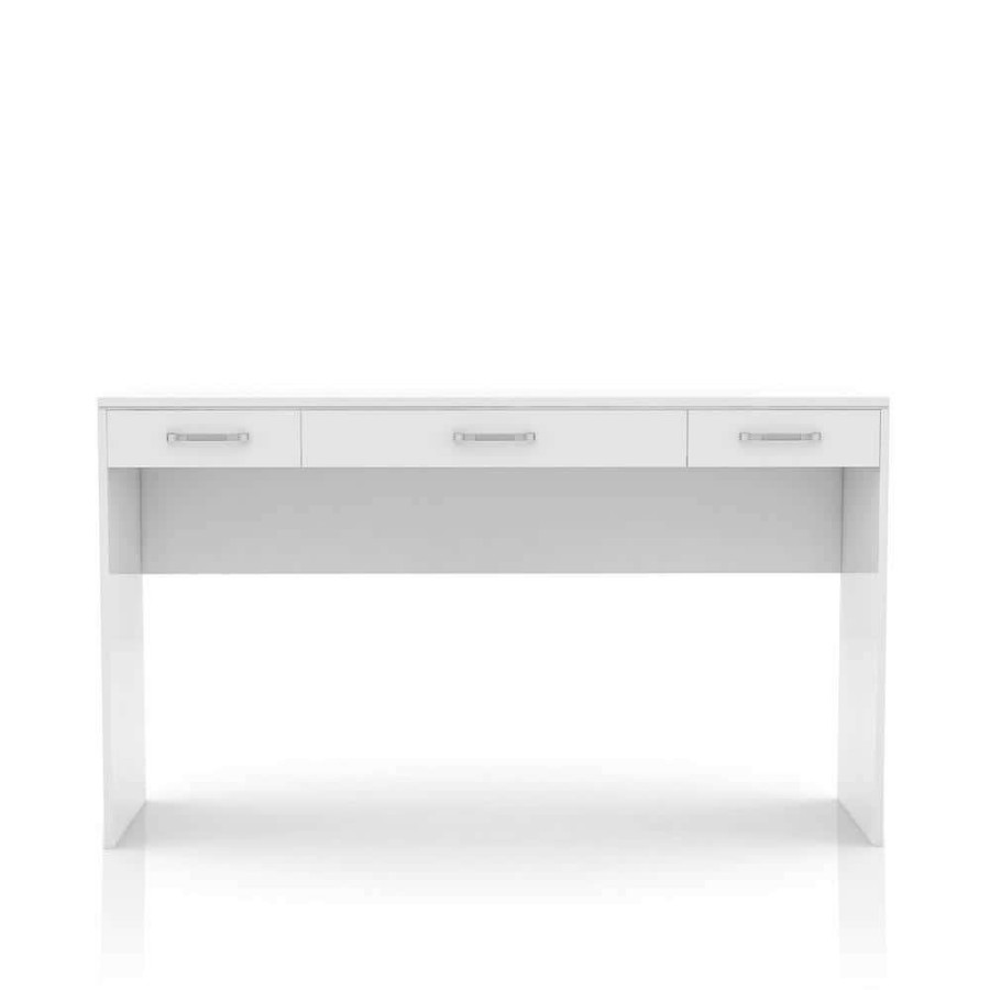 Bedroom Furniture * | Crossroads White Vanity Table With 3-Drawer 36 In. H X 64 In. W X 17 In. D By Furniture Of America