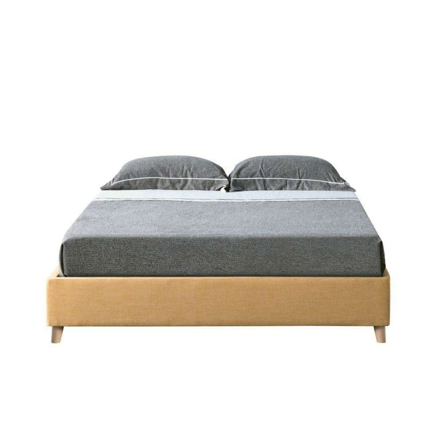 Bedroom Furniture * | Minta Yellow Upholstered Queen Platform Bed By Furniture Of America