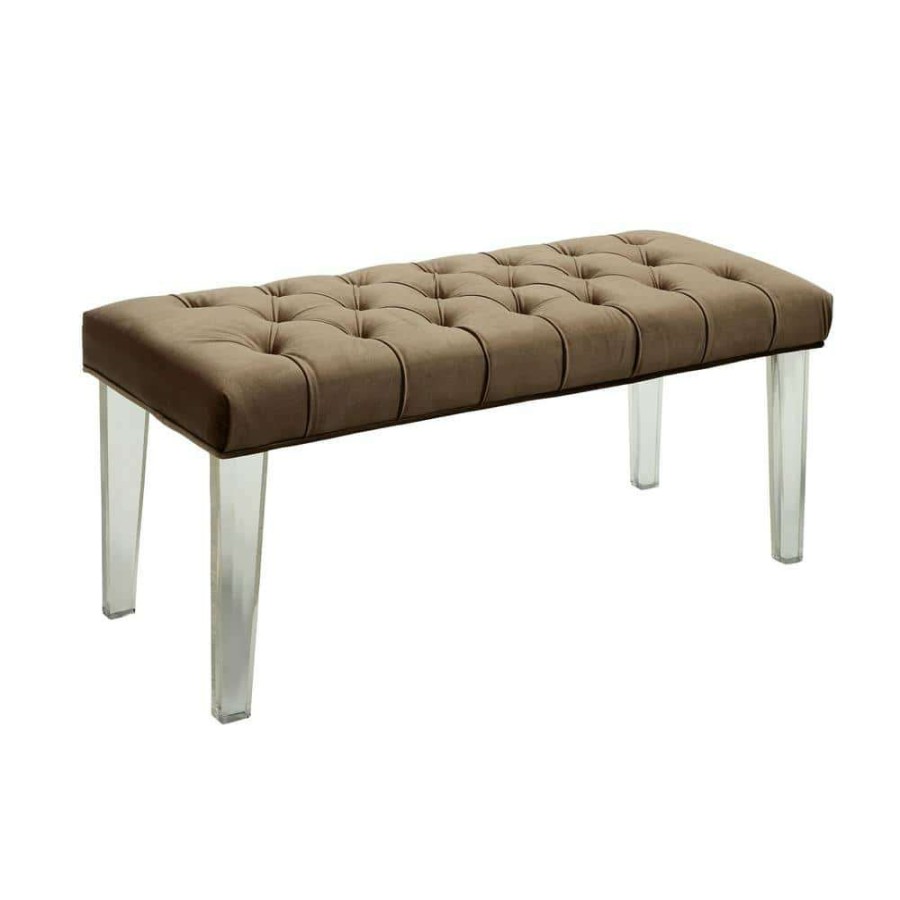 Kitchen & Dining Room Furniture * | Casar Brown Bench With Tufted Cushion (20 In. H X 48 In. W X 18 In. D) By Furniture Of America