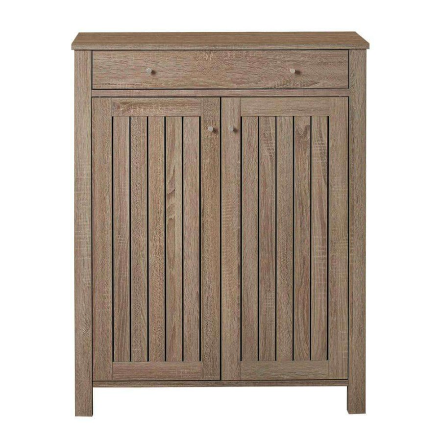 Home Office Furniture * | Guillaume Distressed Taupe Shoe Cabinet With 1-Drawer By Furniture Of America