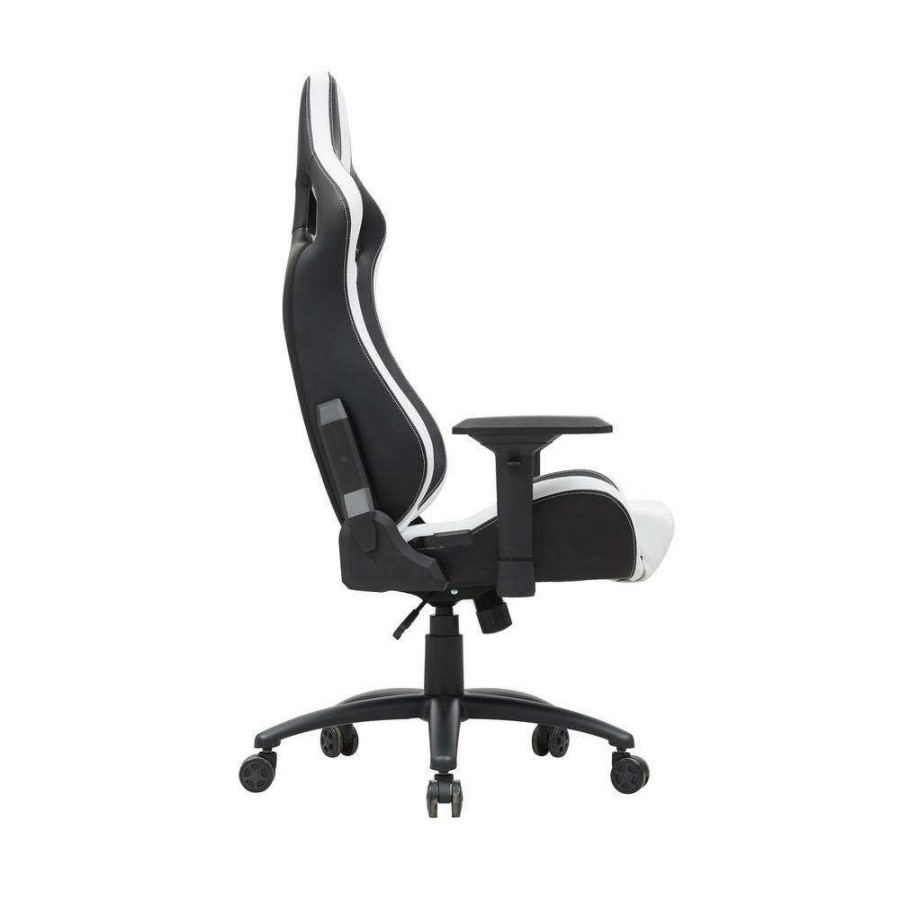 Home Office Furniture * | Luk Black Pu Leather Racing Gaming Chair With Adjustable Armrests By Furniture Of America