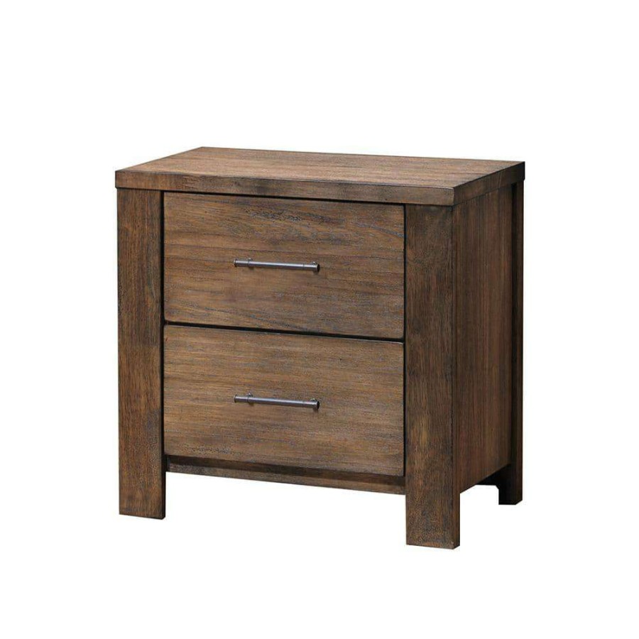 Bedroom Furniture * | Morgan 2-Drawer Antique Oak Nightstand By Furniture Of America