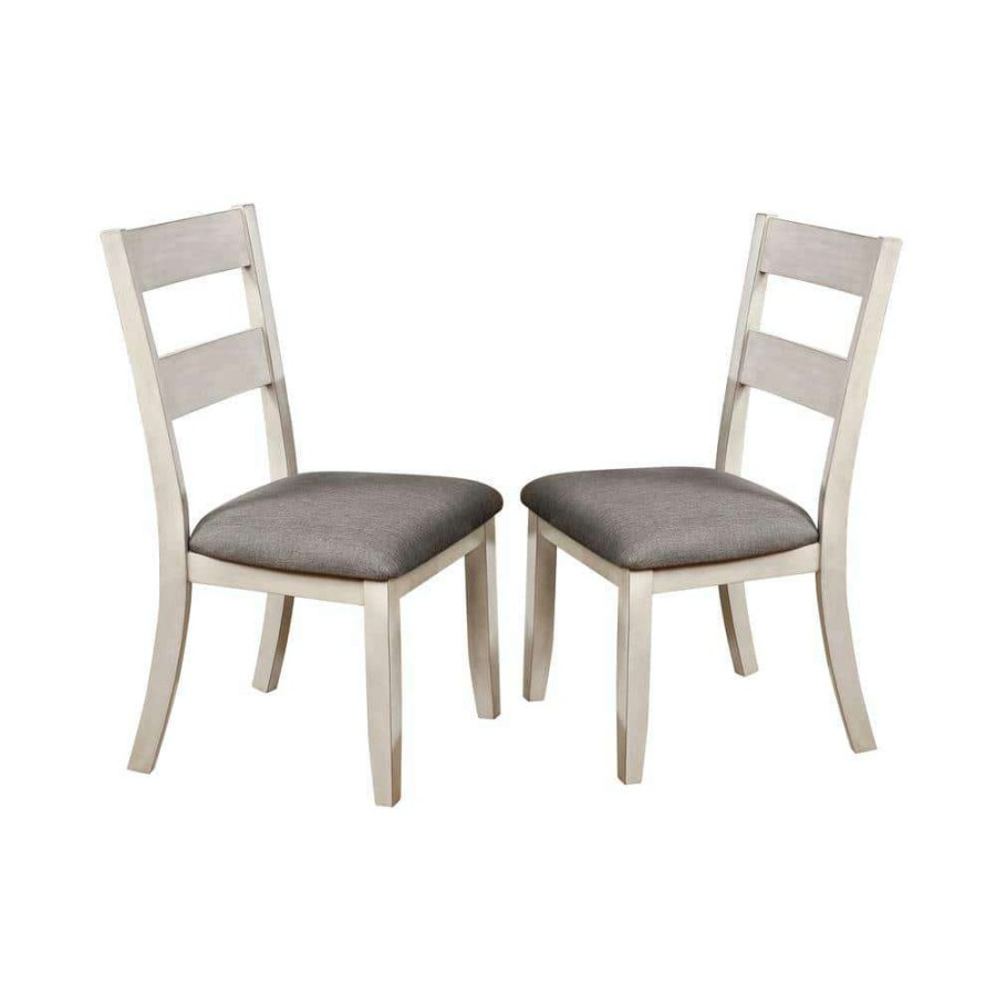 Kitchen & Dining Room Furniture * | Lovelle White And Gray Side Chairs (Set Of 2) By Furniture Of America