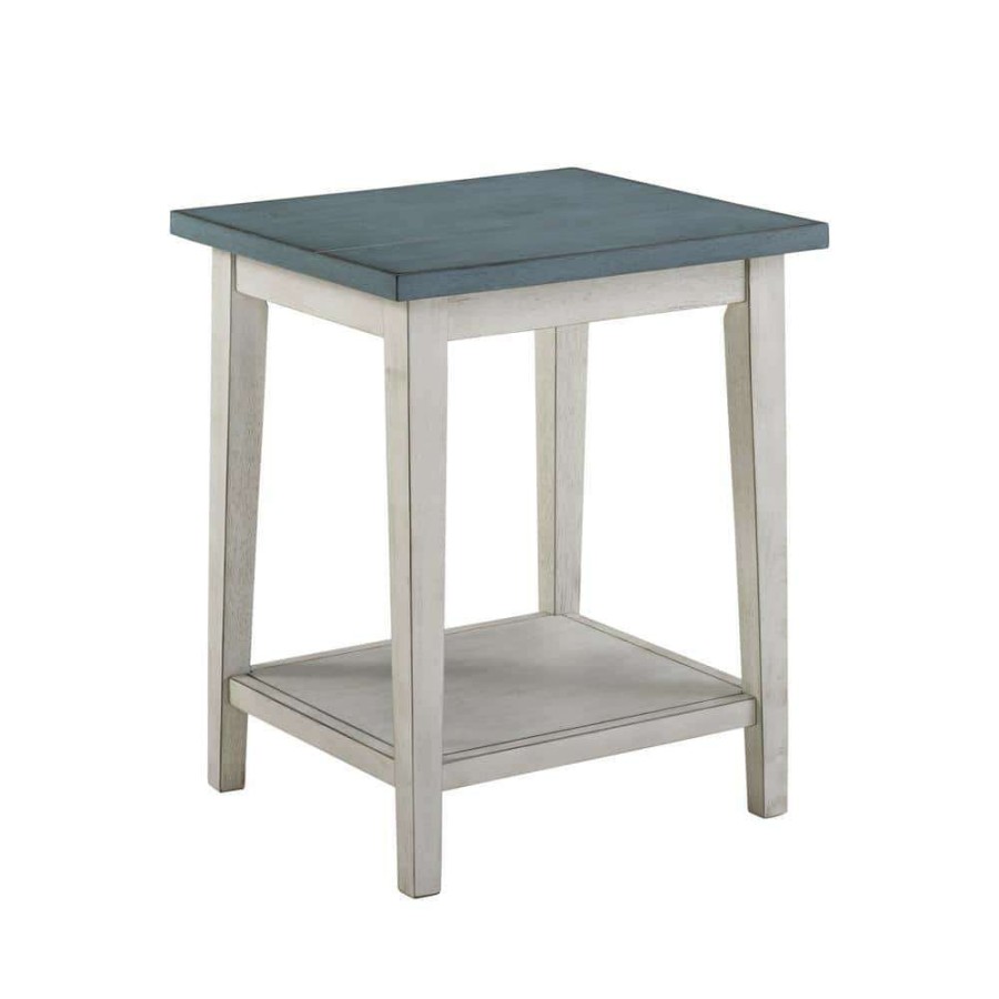 Living Room Furniture * | Defara 24 In. White And Blue 1-Shelf Side Table By Furniture Of America