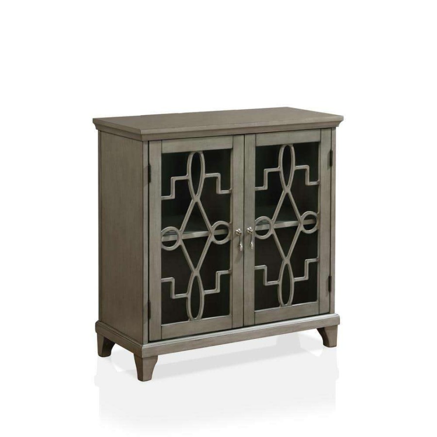 Living Room Furniture * | Fickel Gray Accent Cabinet With 2-Shelf By Furniture Of America