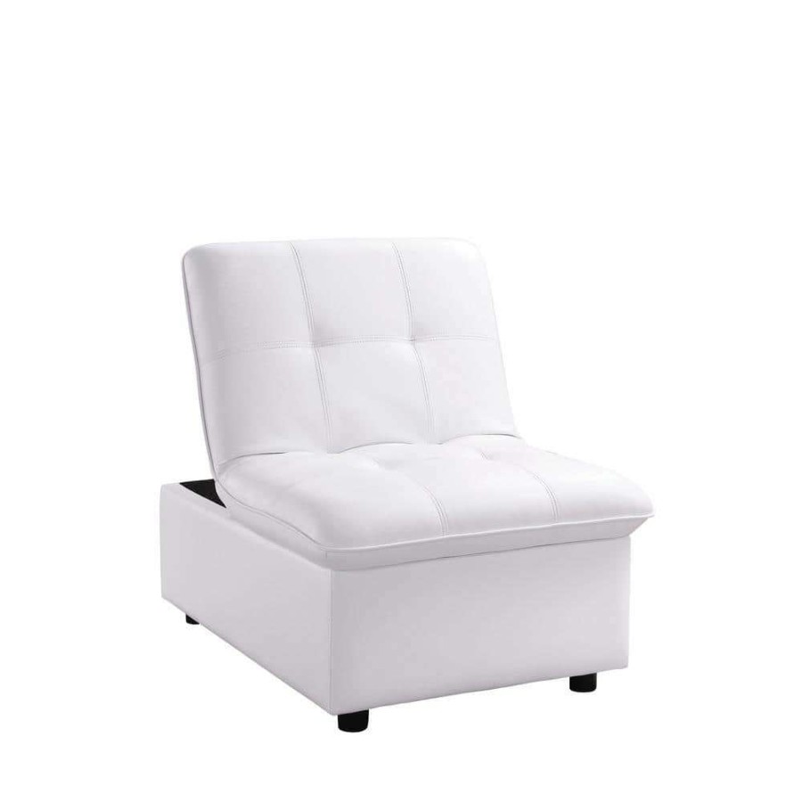 Living Room Furniture * | Houdanya White Futon Chair By Furniture Of America