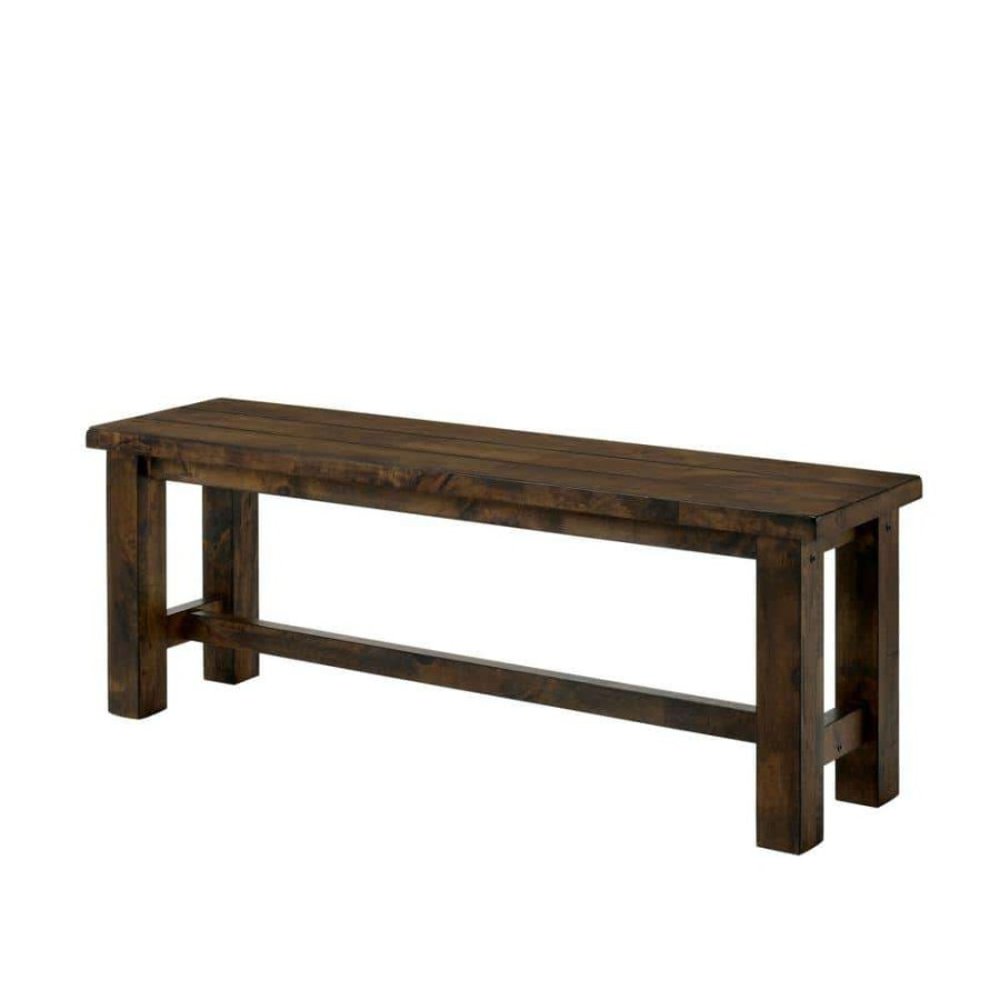 Kitchen & Dining Room Furniture * | Stella Rustic Oak Wood Bench By Furniture Of America