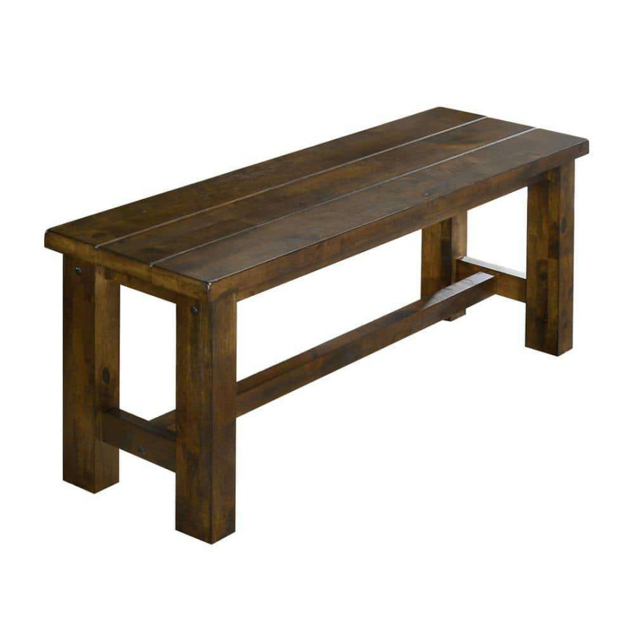 Kitchen & Dining Room Furniture * | Stella Rustic Oak Wood Bench By Furniture Of America