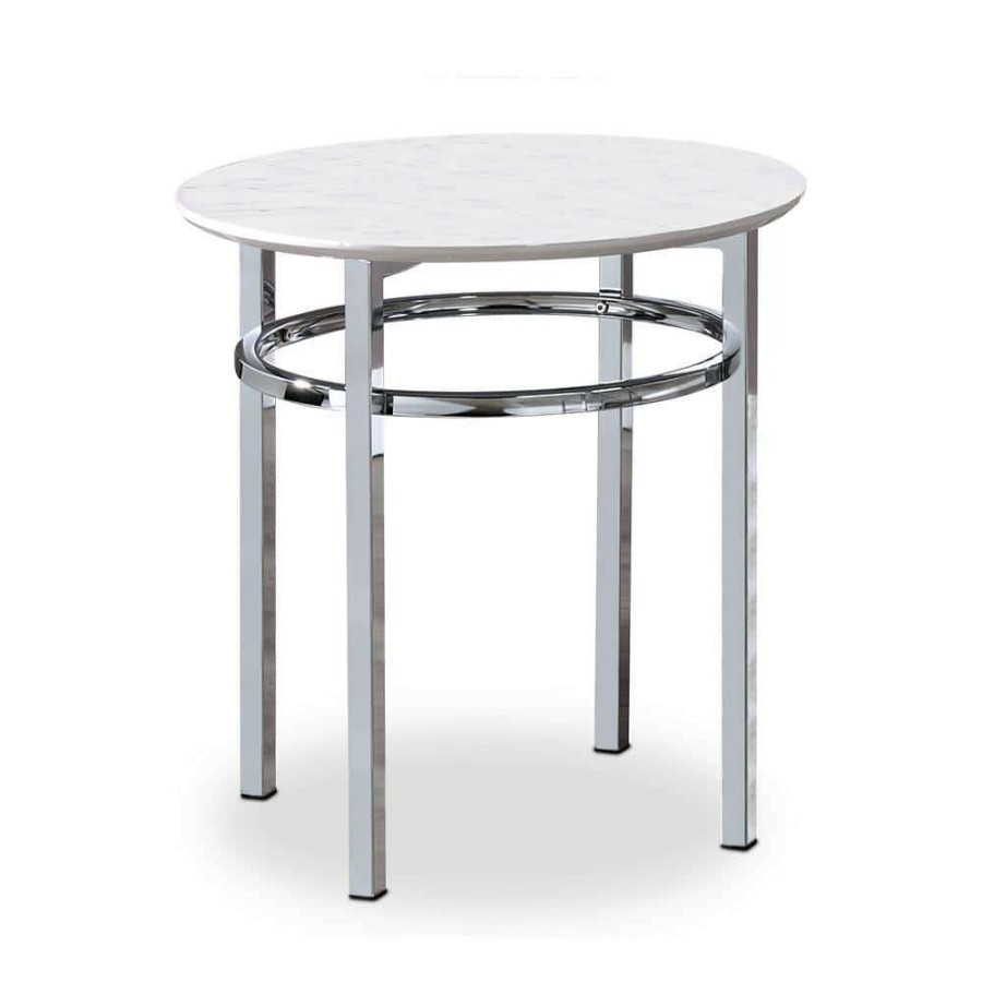 Living Room Furniture * | Mercedes 23.5 In. H White And Chrome End Table By Furniture Of America